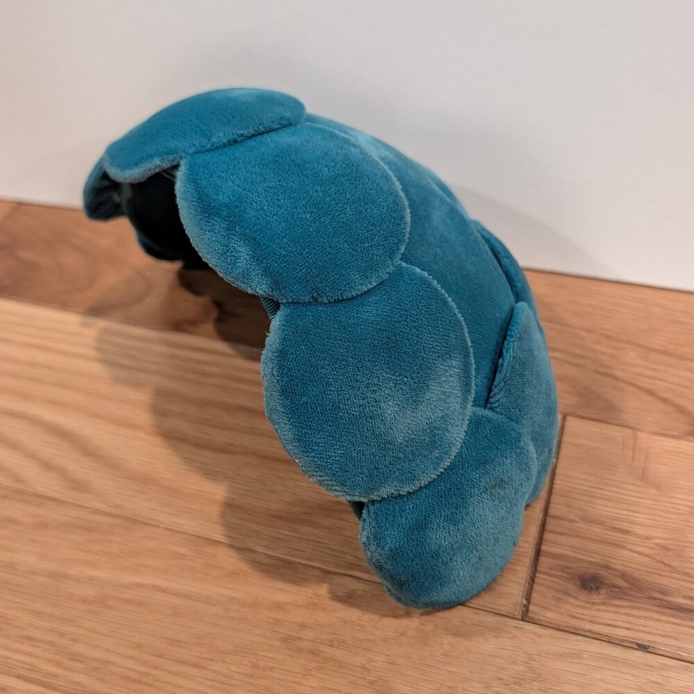 Women's Vintage Teal Blue Velvet Calot/Casque Circles Half Hat